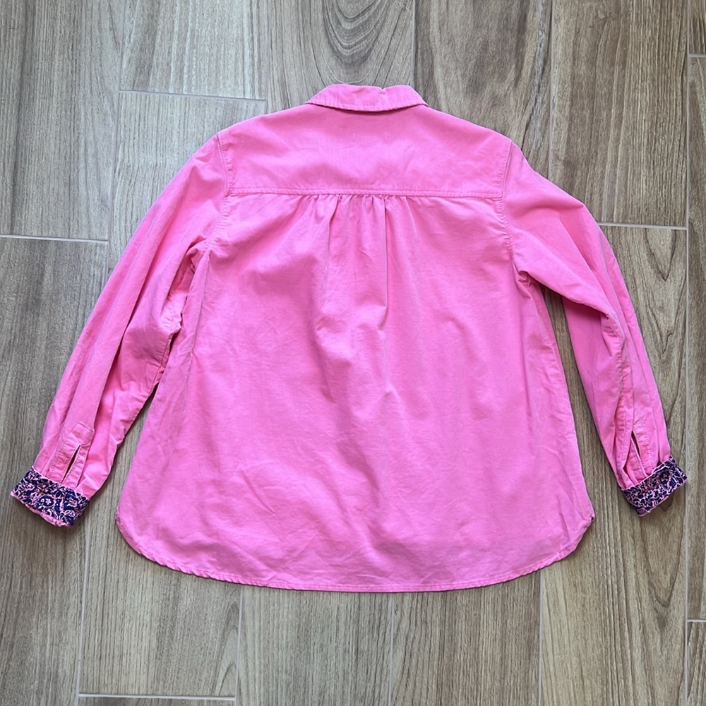 Pilcro by Anthropologie Pink Corduroy Boyfriend Button Down Shirt Flip Cuffs - Picture 2 of 7